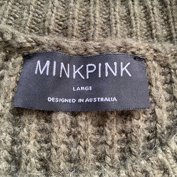 REVOLVE MINKPINK olive green crewneck knit sweater w/ balloon sleeves - Picture 5 of 8